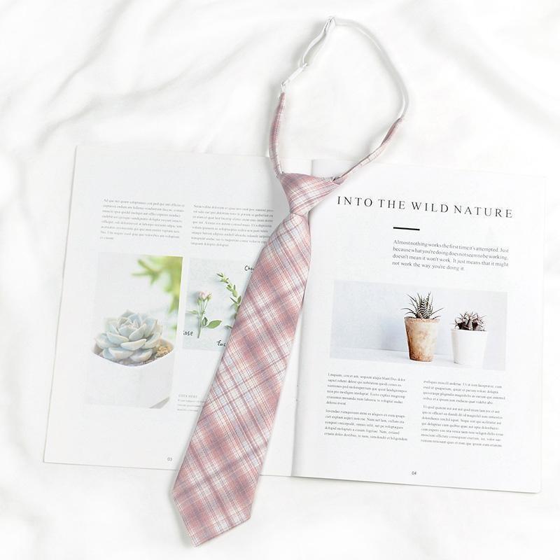 Childrens Tie With Solid Color Striped Check Pattern Polyester For School Uniforms