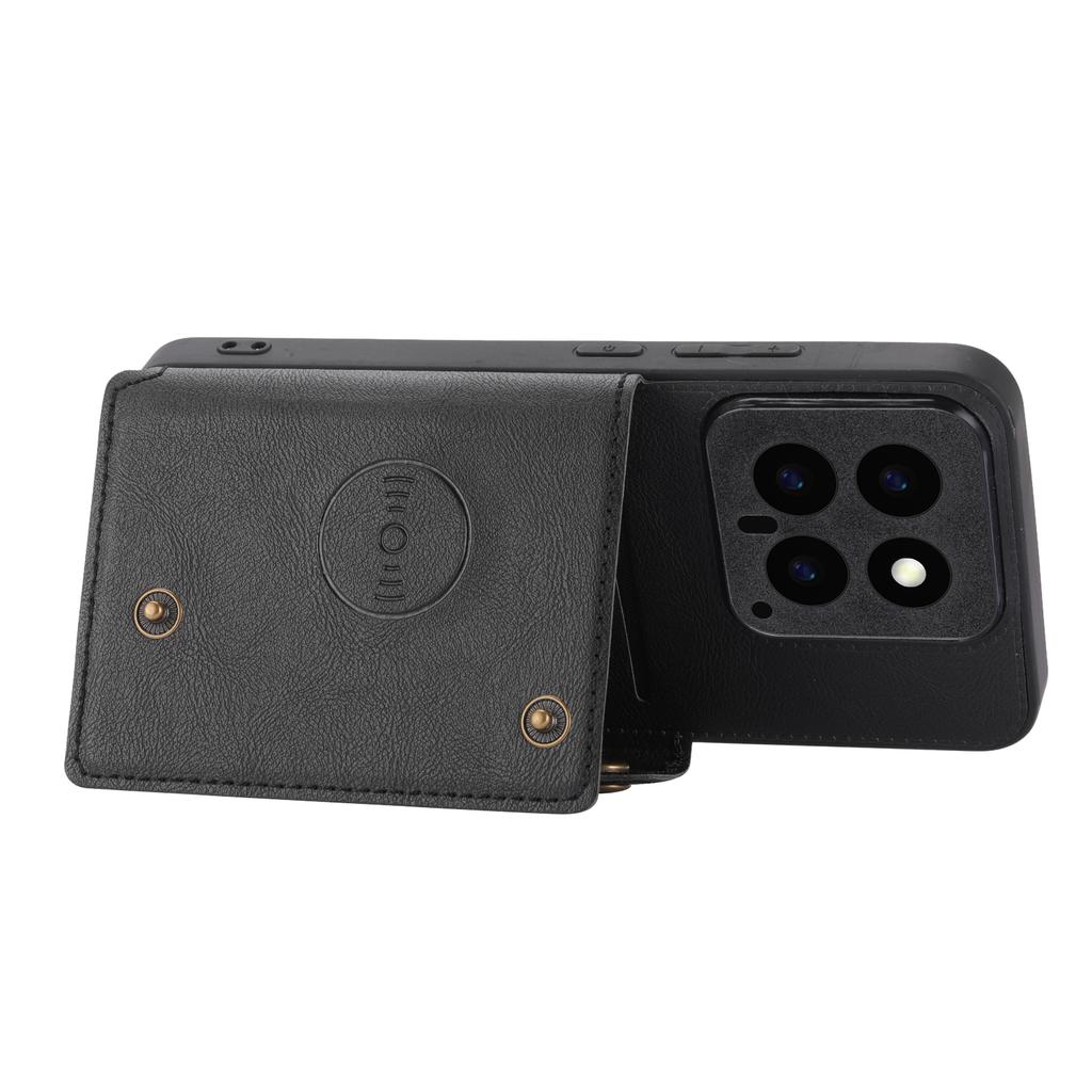For Xiaomi 14 Case Card Holder PU Leather Coated TPU Kickstand Phone Cover
