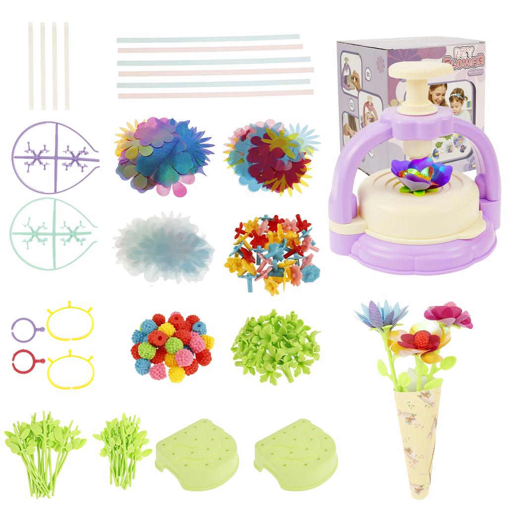 Handgemachtes DIY Simulations-Bouquet-Set Prägemaschine Spielzeug DIY Blumen-Bastelset Eltern-Kind Interaktives Puzzlespielzeug Mädchengeschenke