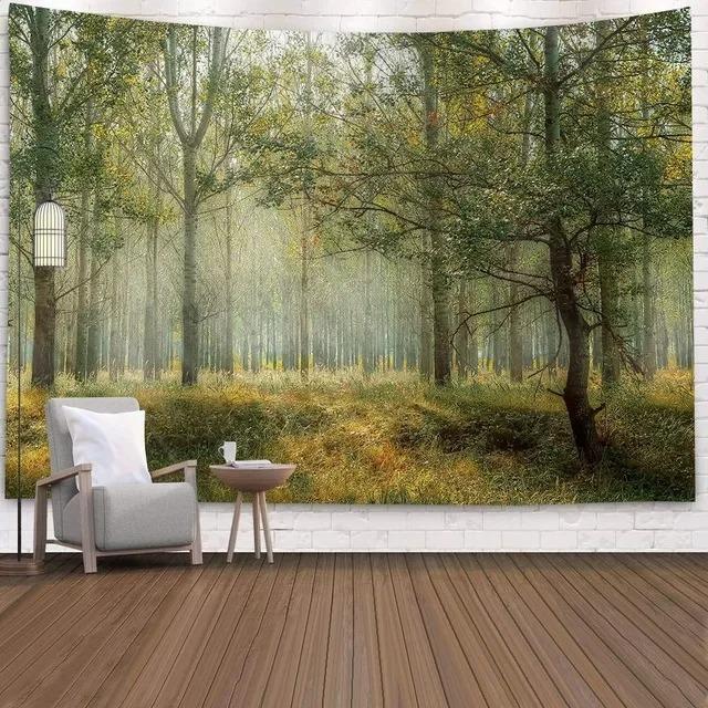 Wandteppich für Zuhause, Wanddekoration, Waldlandschaft, Landschaftsmuster, Hängetuch, Büro, Wohnzimmer