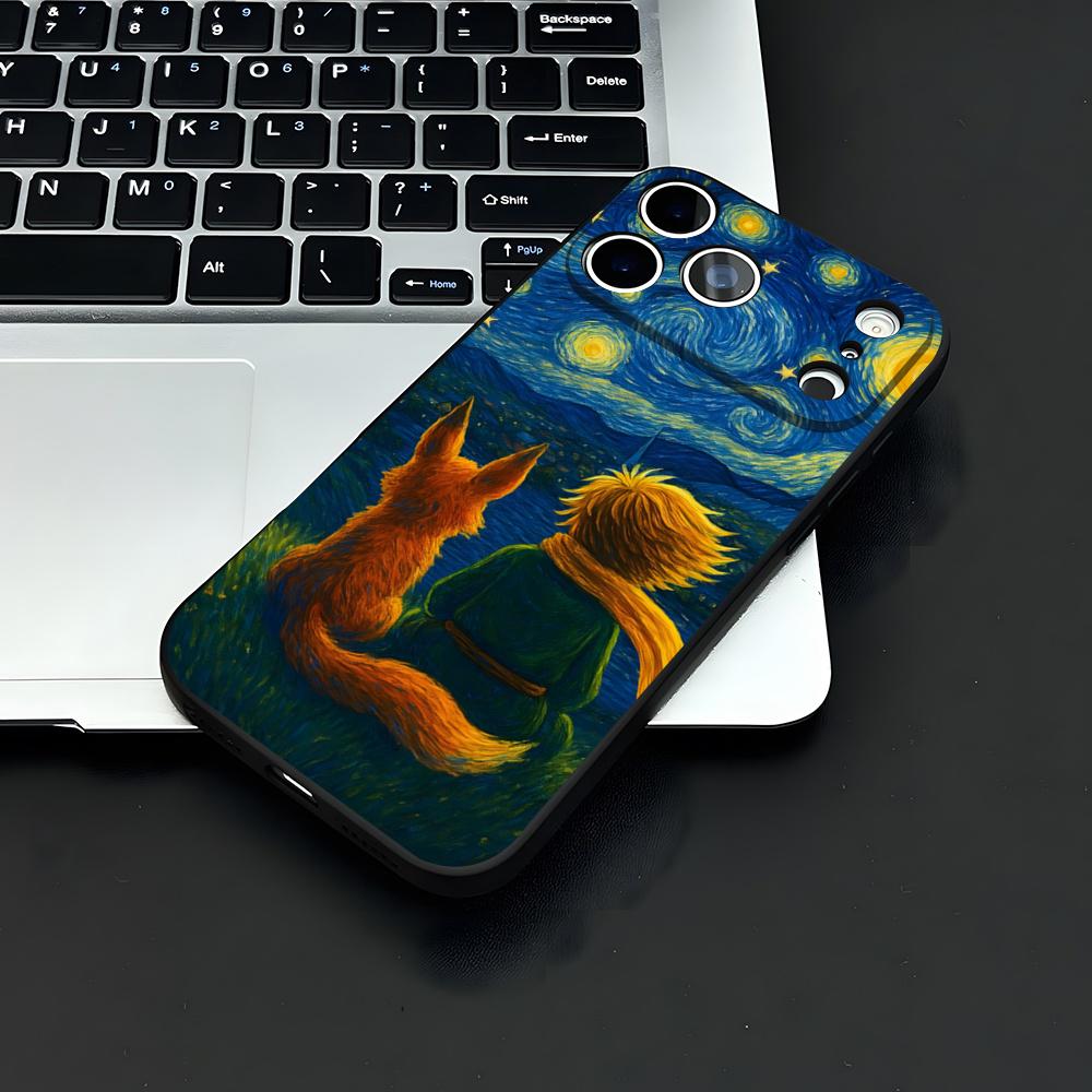 Little P-Prince And A F-fox Phone Case For IPhone 17 Air 16 E Pro Max 15 14 13 Mini 12 Pro 11 Max Plus Black Soft Shell
