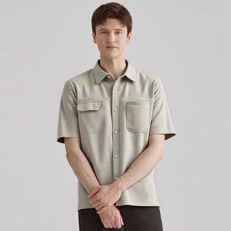 Origami Crane Men's Short-Sleeve Shirt Summer Thin Breathable Japanese Style Simple Casual Half-Sleeve Top Trendy Brand 5329