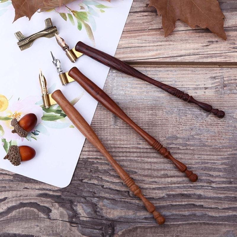 5 Pcs Nib Pen Holders Wooden Calligraphy Oblique Nib Dip Pen Holder for Friend