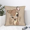 Cute Bambi Square Pillow Case Polyester Throw Pillow Cartoon Deer   , Custom Pillowcover Home Decor
