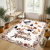Cat Theme Crystal Velvet Rug Personalized Custom Name Text Soft Floor Mat Home Decor