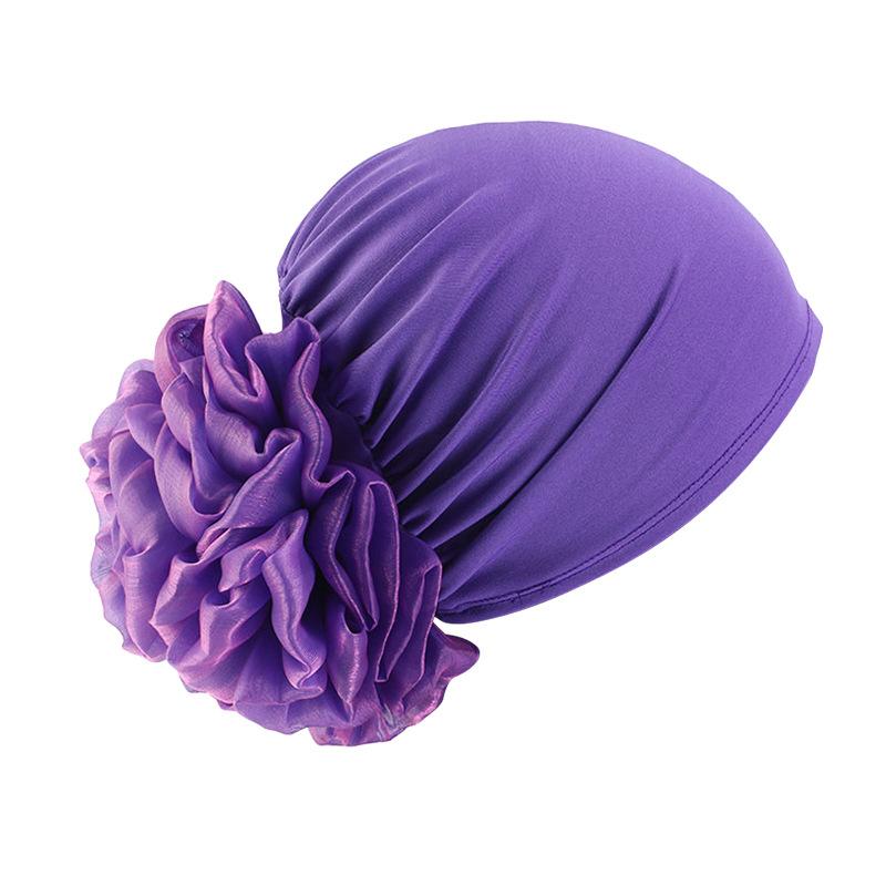 Women Elastic Turban Cap Flower Headscarf Muslim Hijab Undercap Bonnet Hair Loss Cover Chemo Cap Islamic Head Wrap Beanie