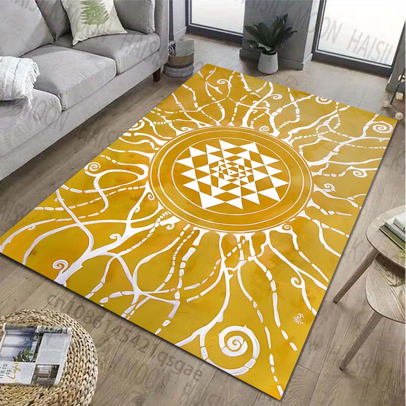 1PC Symbol Sri Yantra Patter Carpet for Living Room Bedroom Bedside Bathroom Floor Mat Area Rug Kids Room Play Mat for Gift
