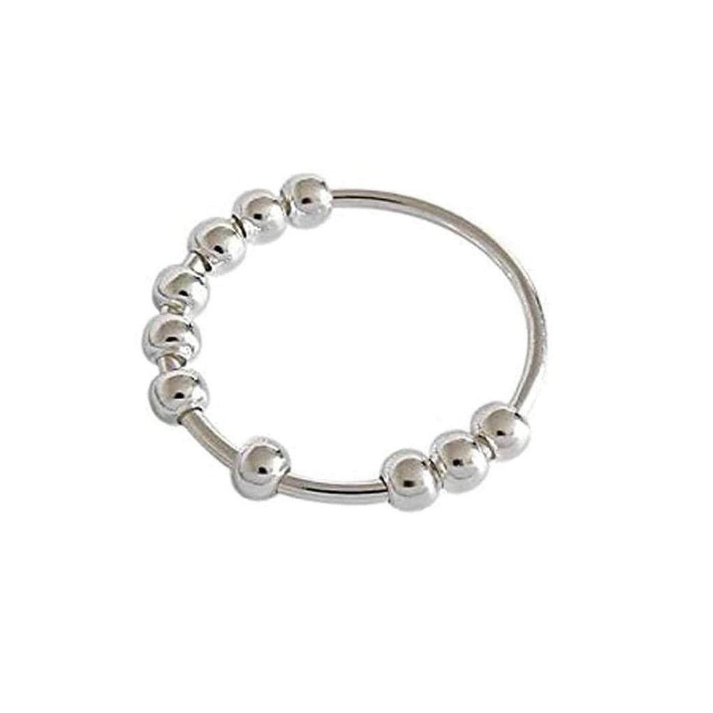 Bead Ring Fidget Rings Simple Steel Jewelry Style Beads Stainless Rotation Gift Copper Anti-stress Free