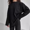 Frühling 2024 Damen reines Baumwoll-T-Shirt mit lockerem Schnitt und langen Ärmeln - GUIYAKECOOL