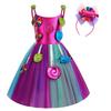 Purim Festival Suspender Rainbow Dress For Girl Candy Lollipop Costume Party Gift Candy Dress + Lollipop Accessories Suit