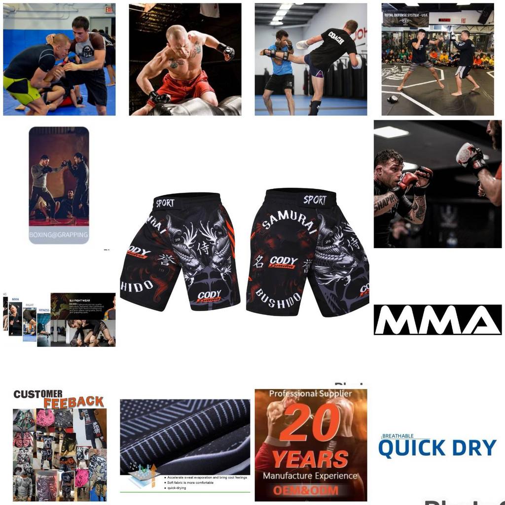 MMA Muay Thai Kickboxen Boxen Casual Shorts Gym Sport Unisex Männer Frauen Fitness Workout Quick Dry Print Elastische Taille Fitness Training