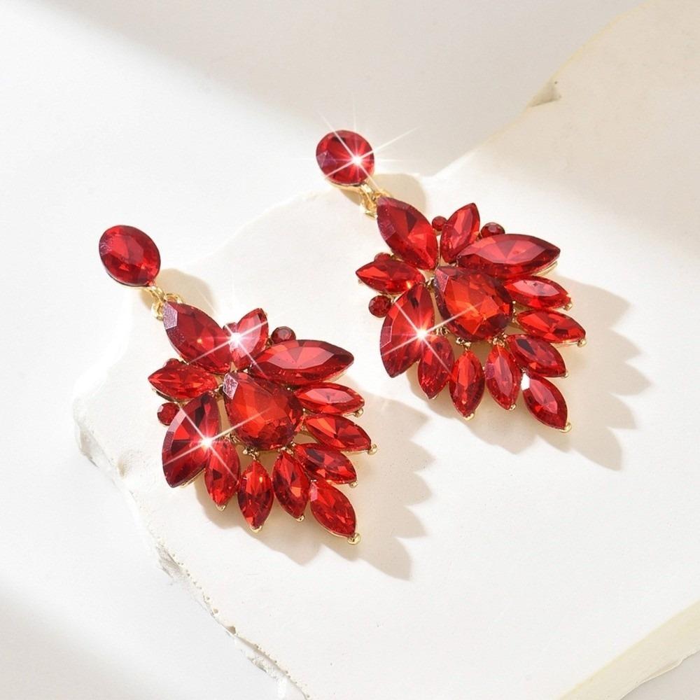 1 Paar Luxus Retro Blumenohrringe Kunstfestival Stil Elegante Glasohrringe Funkelnde Society-Ohrringe für Damen