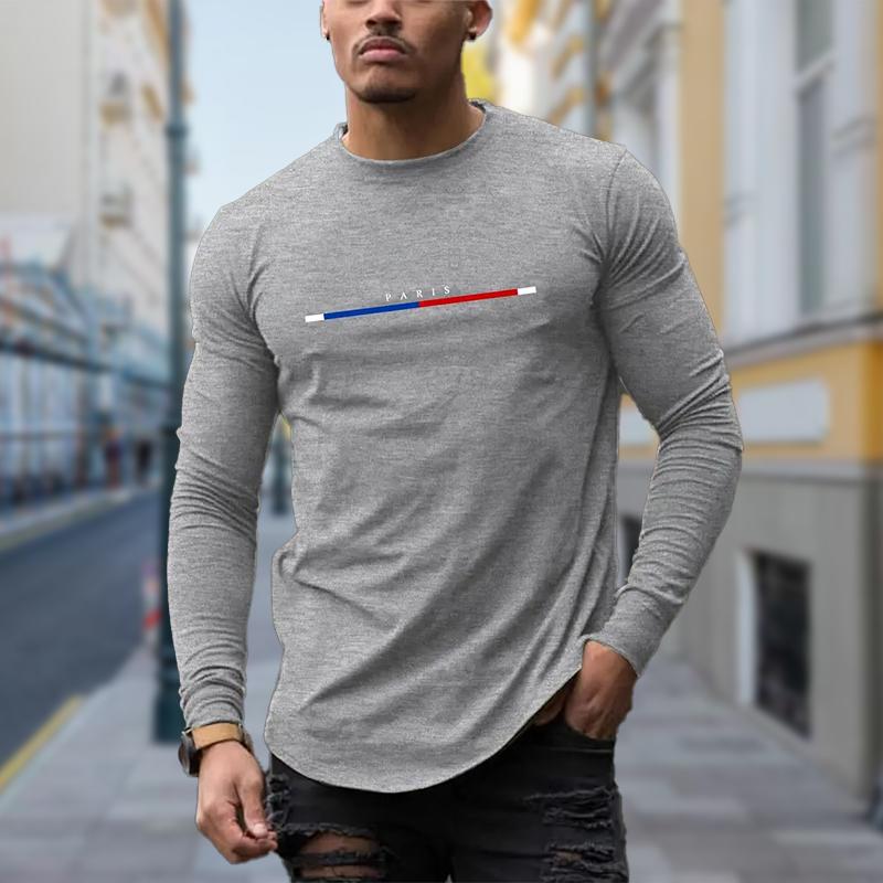 Men's Letter Prints T Shirt Long Sleeve Shirt Crew Neck Outdoor Street 3D Print Clothing Apparel