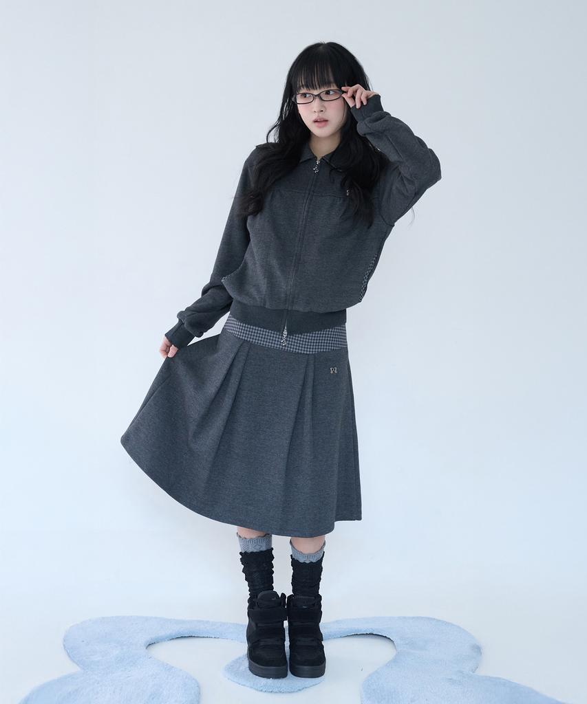 Mileko Mini Check Sweat Sk Charcoal