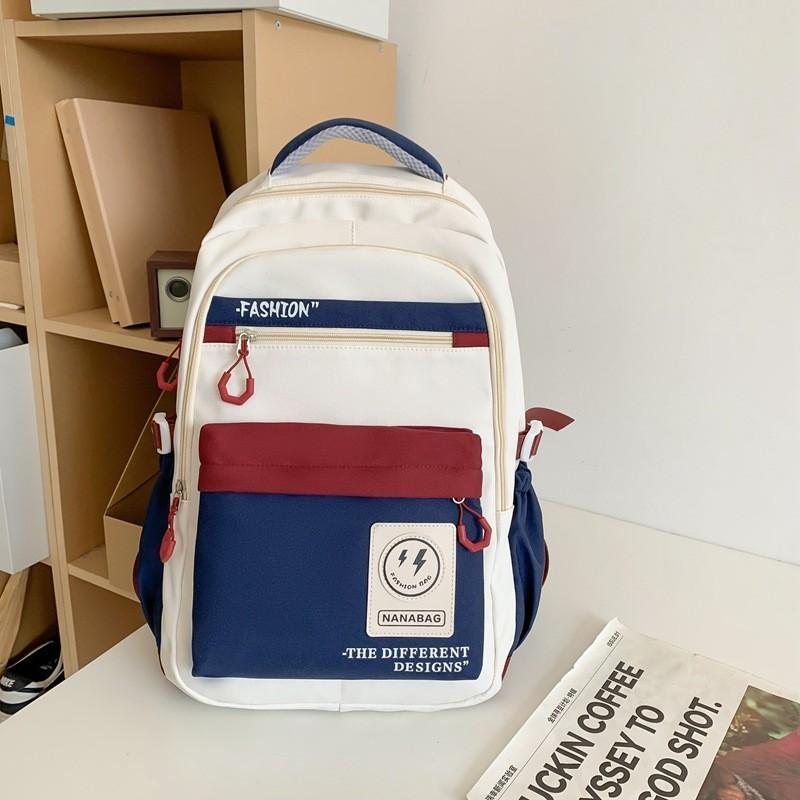 

Vintage Chic Book Bag Female Korean Style Junior High School Colorful Dual Shoulder Bag Male Travel Rucksack синий