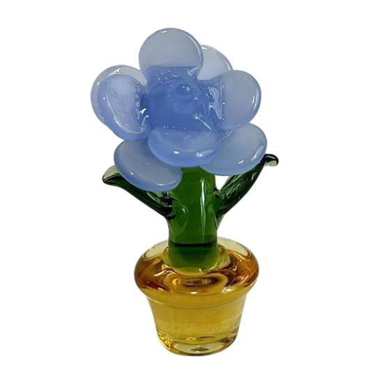 Мини-цветок розы из стекла с горшком Цветной цветок розы Украшения Коллекционная Ручная выдувка Имитация хрустальной розы Фигурка для Дня матери Дня рождения Стола