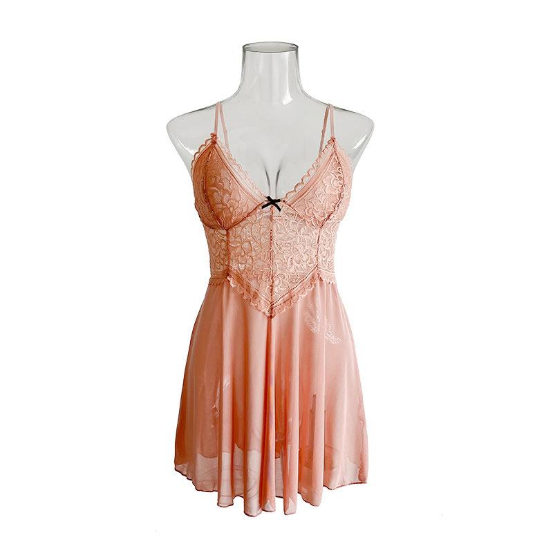 New Sexy Sexy Mesh Perspective Pajamas Lace Embroidery Suspender Pajamas Women's Clothing