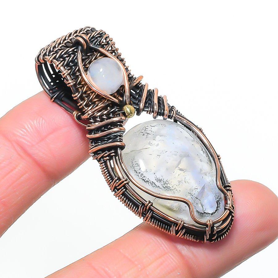 Natural Moonstone Gemastone 925 Sterling Silver Jewelry Pendant 2.25 AP-14478