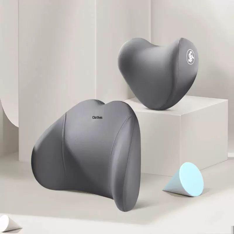 Car Neck and Lumbar Support Memory Foam Pillow Set for Headrest - High-Grade Interior Accessory