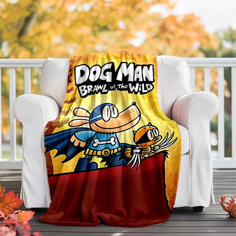 Dog Man Theme Printed Blanket - Perfect for Couch, Bed, Travel & Outdoor Use | Machine Washable, Cozy & Durable.