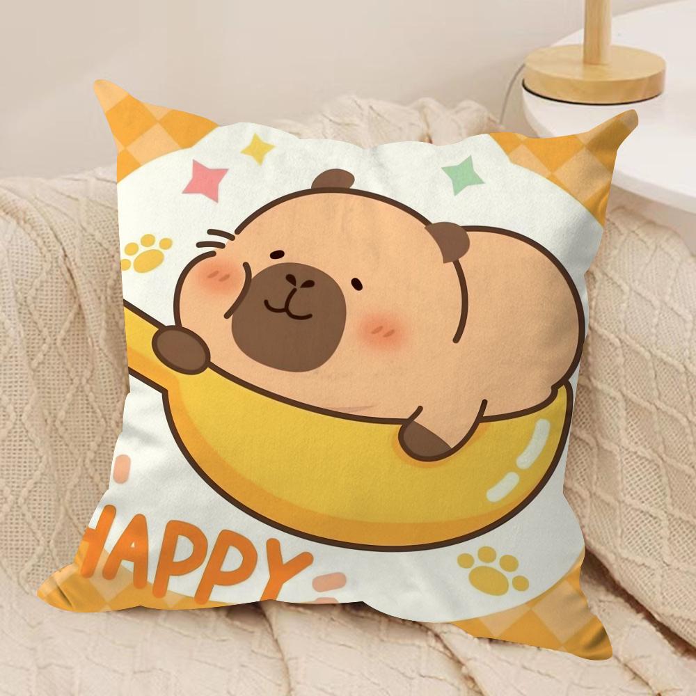 

Cute Cartoon Capybara Cushion Cover Short plush Doublesided Print Square Throw Pillow Covers Sofa Home Cushion Decor 30x30cm