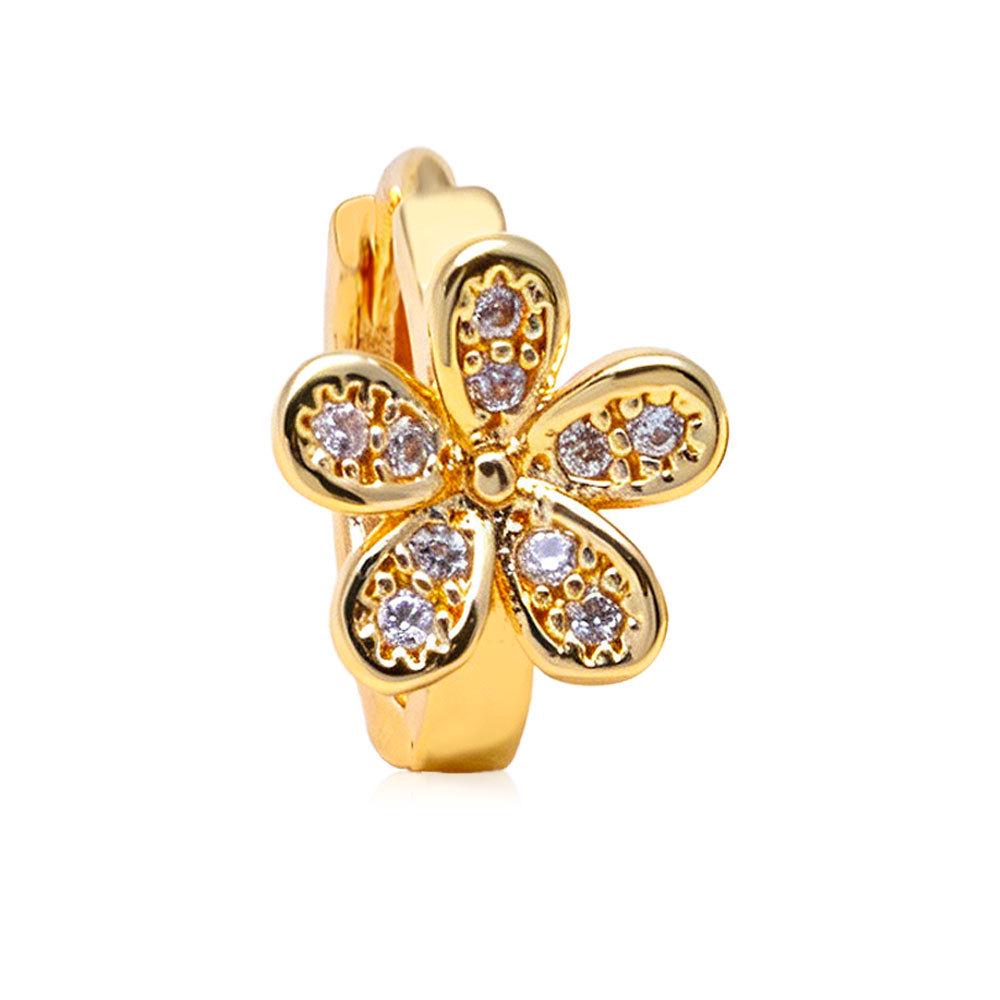 Korean Style Flower Stud Earrings: Versatile, Elegant, High-End Micro-Paved Design