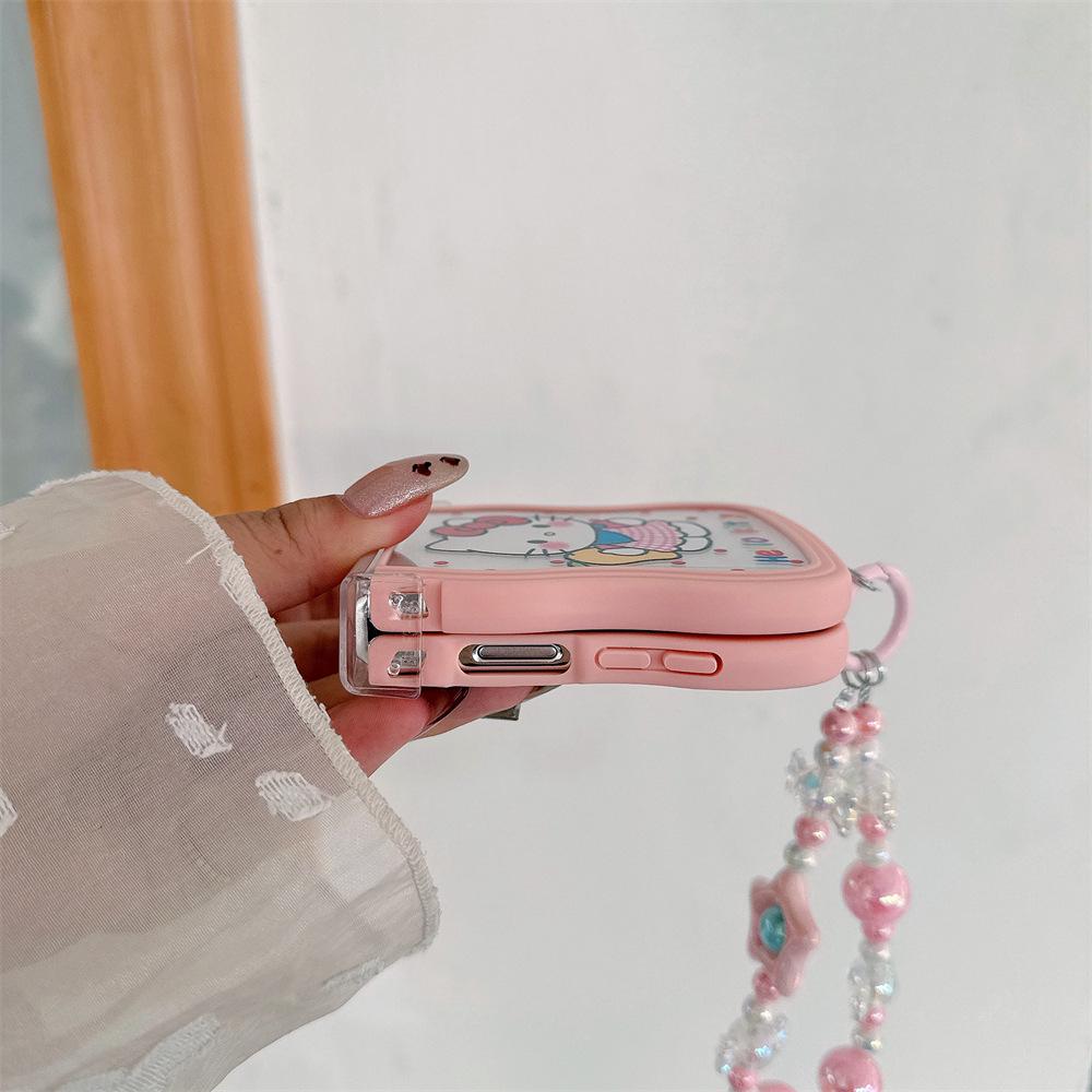 KT Cat Samsung Galaxy Z Flip Series Protective Phone Case with Lanyard