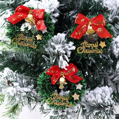 4 PCS Mini Artificial Christmas Wreath 6.3cm for Tabletop Decor Holiday Tree Ornament Christmas Photo Props