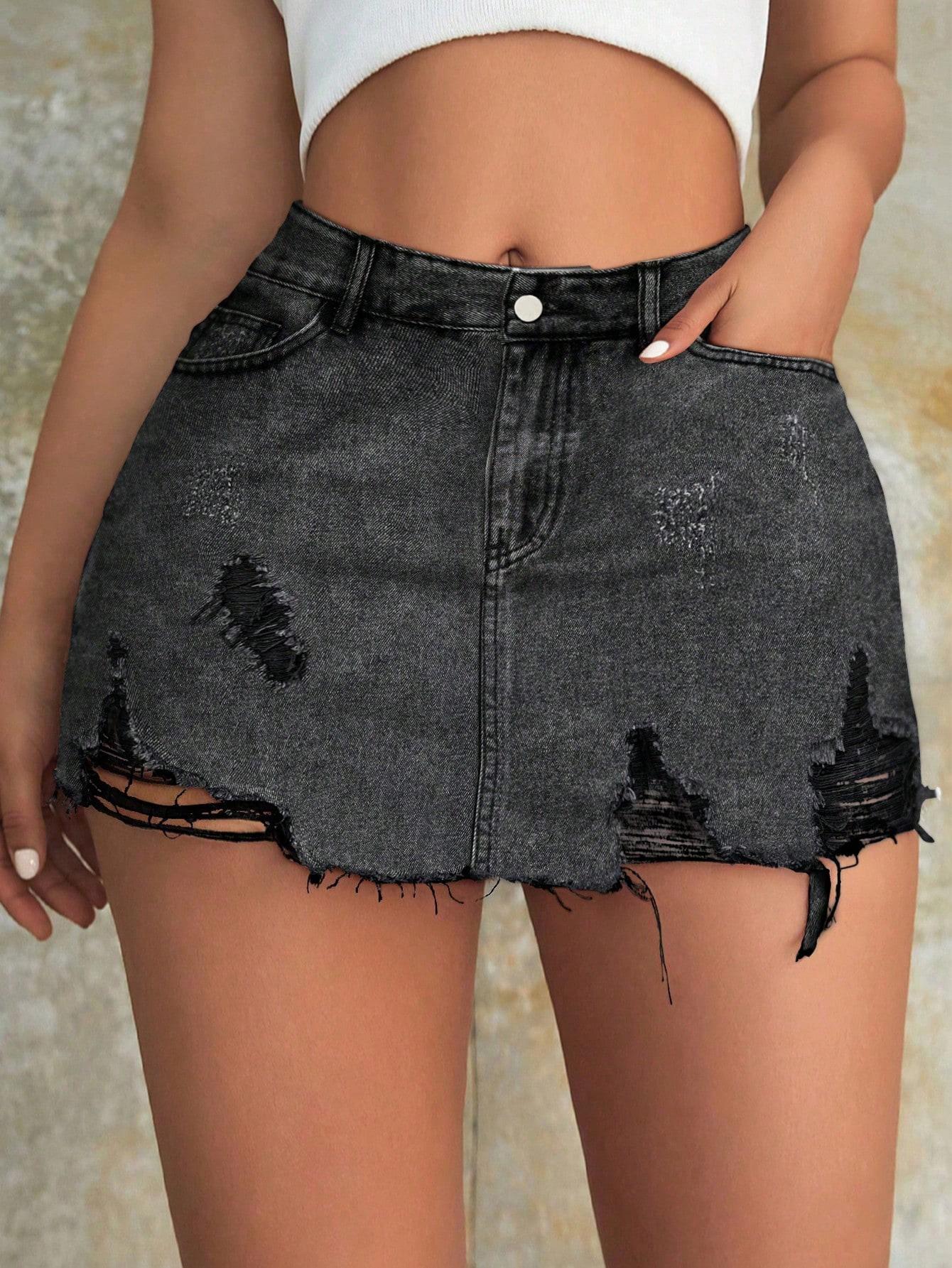 Rose Beauty A Rave Y2K 90s Vintage Floral Print Distressed Ripped Raw Hem Slant Pocket — фото 11