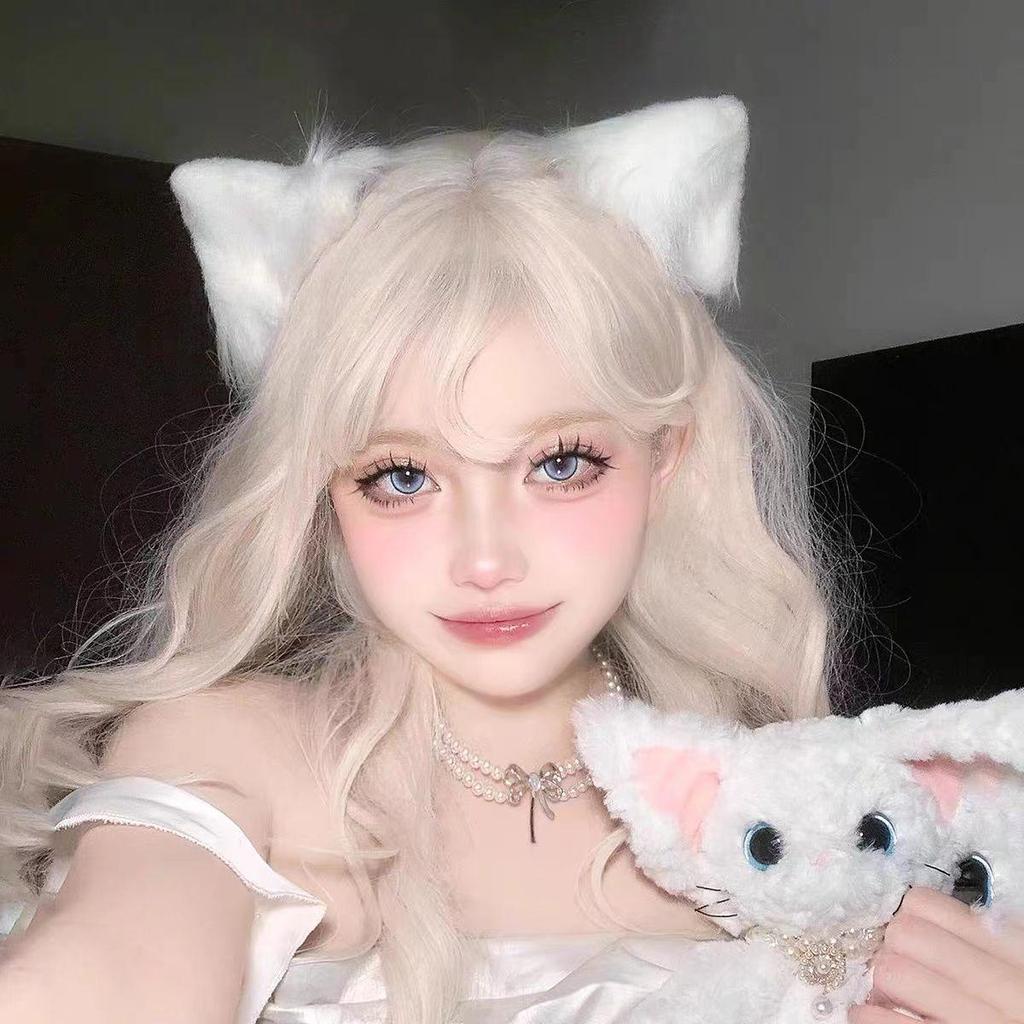 Japanese Style Plush Cat Fox Ears Headband for Women - Cute Animal Hair Clip Hairpin