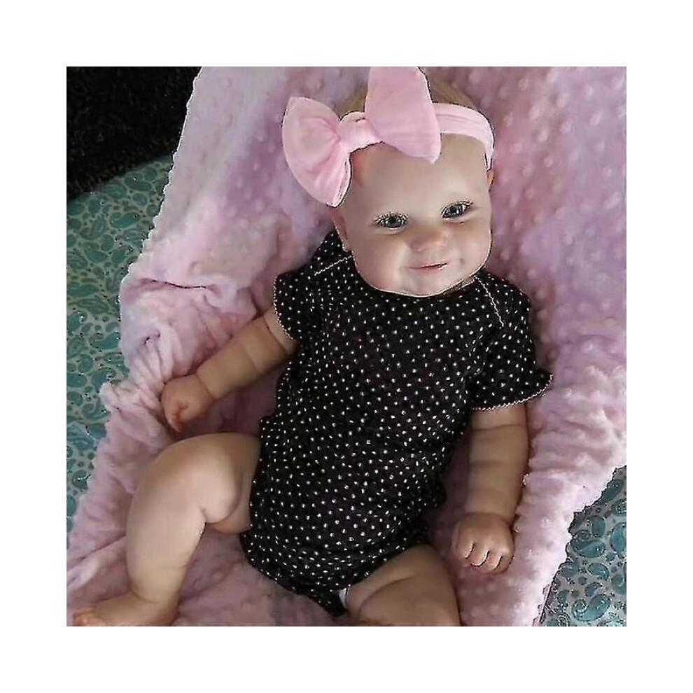 Rebirth Doll 50 Reborn Baby Doll Toddler Real Soft Touch Maddie with Hand-drawing Hair Handmade Doll Cute Gift