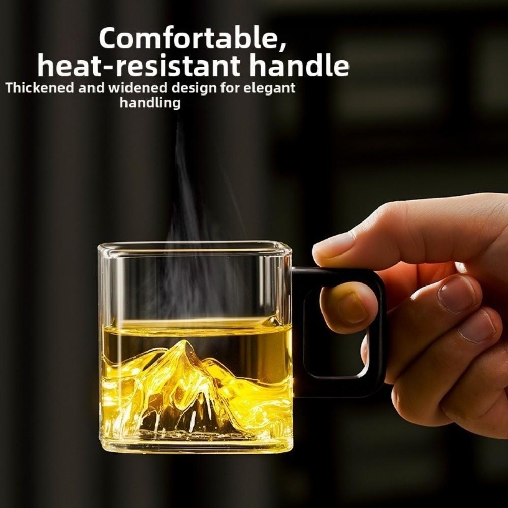 Wooden Handle Clear Glass Cup High-Temperature Resistant Coffee Mug Latte Glass Cup Bar