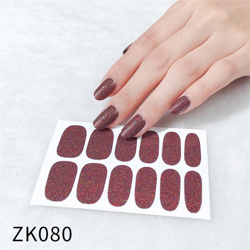 Glitter Nail Wraps for Women Nail Polish Strips Self Adhesive Nail Polish Stickers Fingernail Manicure Stickers