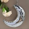 Disco Ball Eye-Catching Moon Shaped Disco Bal Reflective Hanging Ornament with Chain Hook Party Decor
