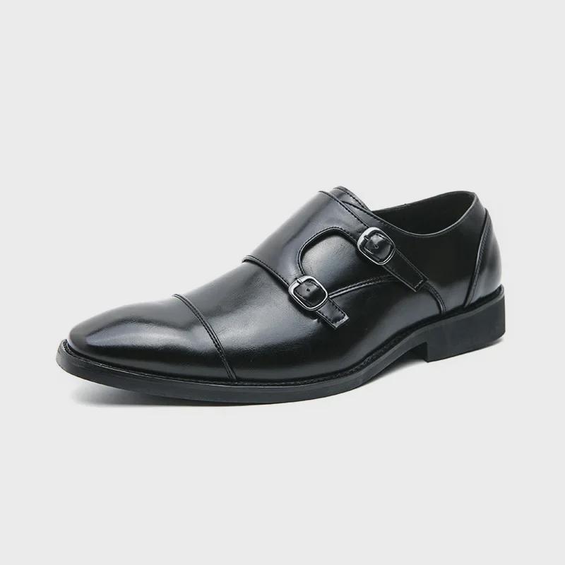 Pánské XL nazouvací kožené boty Brogue – hranatá špička, ležérní britský styl na jaro a podzim