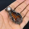 Citrine & Moonstone Gemstone Handmade Pure Copper Wire Wrap Jewelry Pendant For Thanksgiving