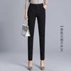 Women's Black High Waist Slim Fit Dress  Pockets Office TrousersSlit Ankle Length Pants