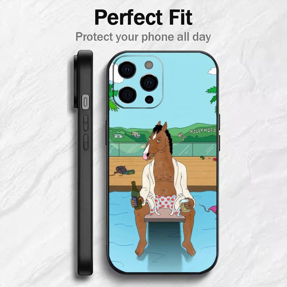 Depressiv Bojack Horse-Man Phone Case For iPhone17,16,15,14,13,12 Plus,Max Soft Silicone Black Cover