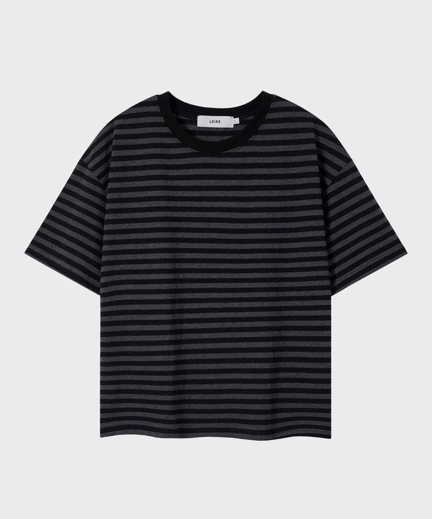 LEIRE Essential Striped Crop T-Shirt [Charcoal St]