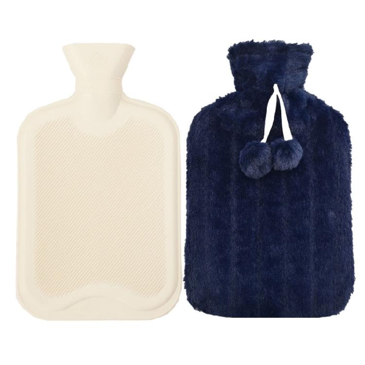 Hot Compress Hand Feet Warm Water Bag 2000ml Water Bag with Plush Cover Hot Water Bag Winter Gift for Students