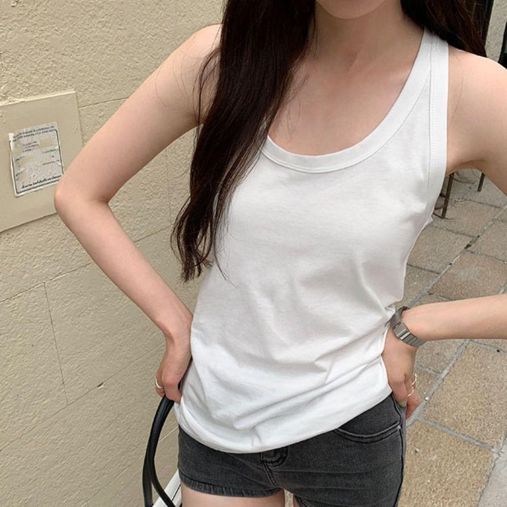 Rundhals-Westentop Mädchen Einfaches Trägertop für Damen Einfaches Ärmelloses Crop-Top Dame