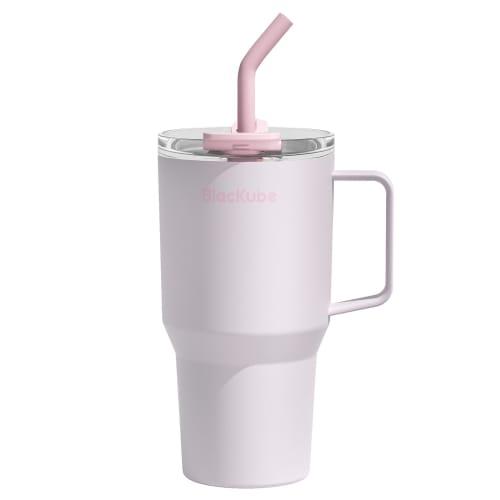 Blackube Ceramic Tumbler with Straw and Handle, 800ml Coffee Kettle, Vacuum Quencher, Keeps Hot or Cold, Vacuum Insulated Wide Mouth, Large Capacity,