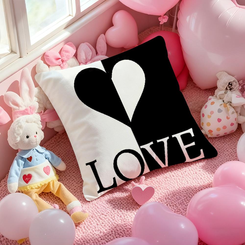 Advanced Black White Pillow Case Soft Plush Fabric DoubleSided Printed Cushion Cover Warm Winter Sofa Pillow Case