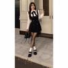 2025 New College Style Slimming French Autumn Bow Long Sleeve Two-Piece Dress