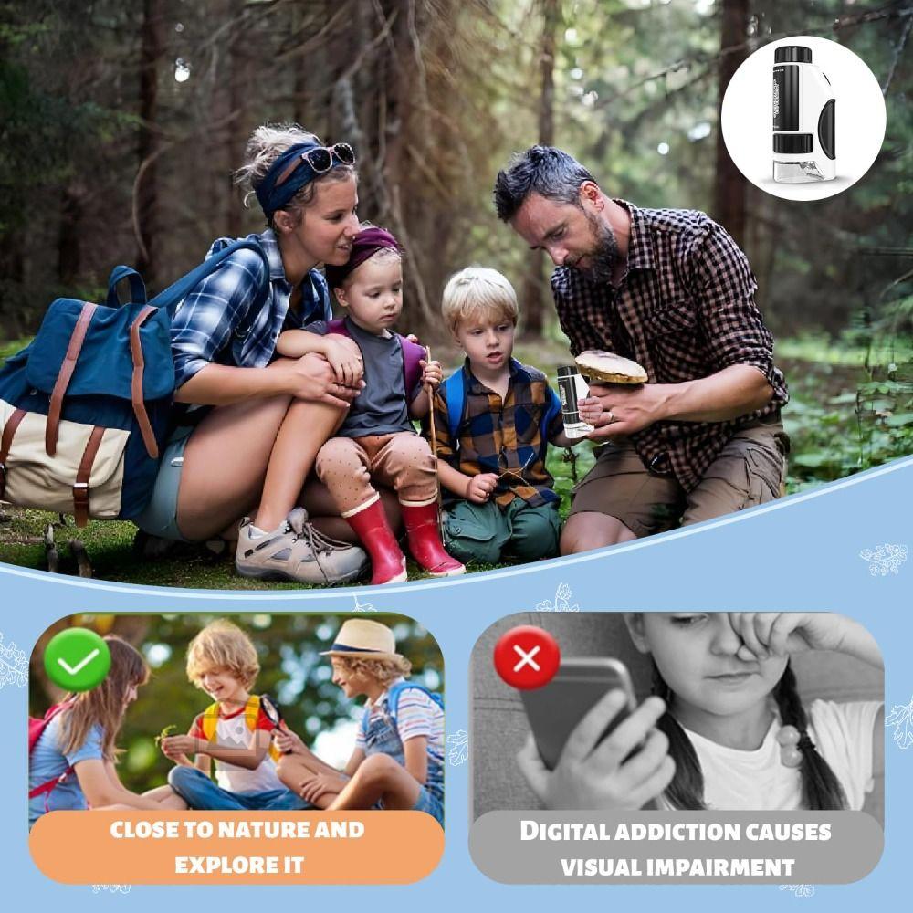 Adjustable Kids Microscope Up To 300x Kids Science Microscop Pocket Microscope Toys for Kids Gift