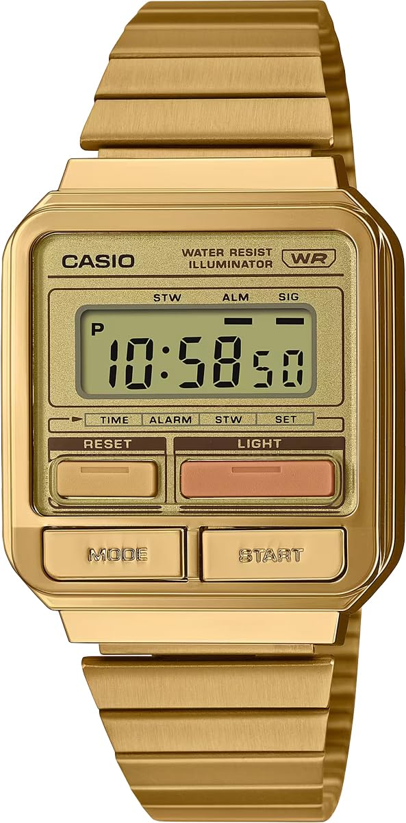 

Цифровые часы серии Casio Vintage, Золотые с металлическим ремешком, Модель для зарубежного рынка A120WEG-9A, Унисекс, Ремешок, [Б/У]