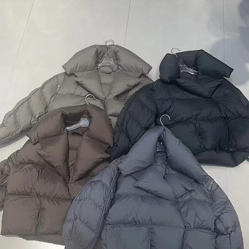 Jaqueta Puffer de Inverno Feminina Casaco Curto de Penas Streetwear Parkas Quentes Mangas Outwear