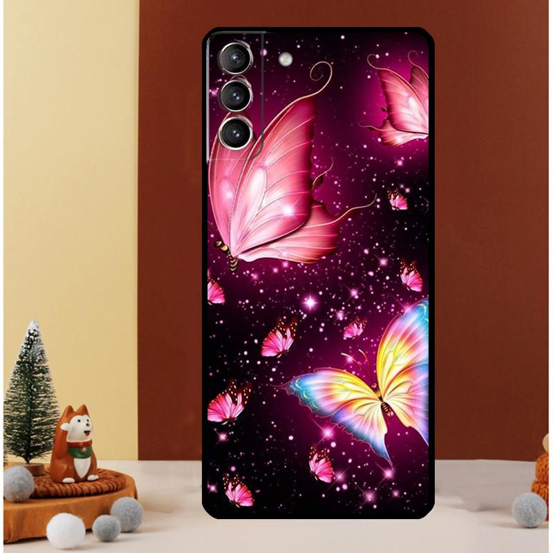 Black Beautiful Butterfly Case For Samsung Galaxy S24 S26 Ultra S21 S22 S20 S23 S25 Ultra S10 Plus S25 FE Cover Funda
