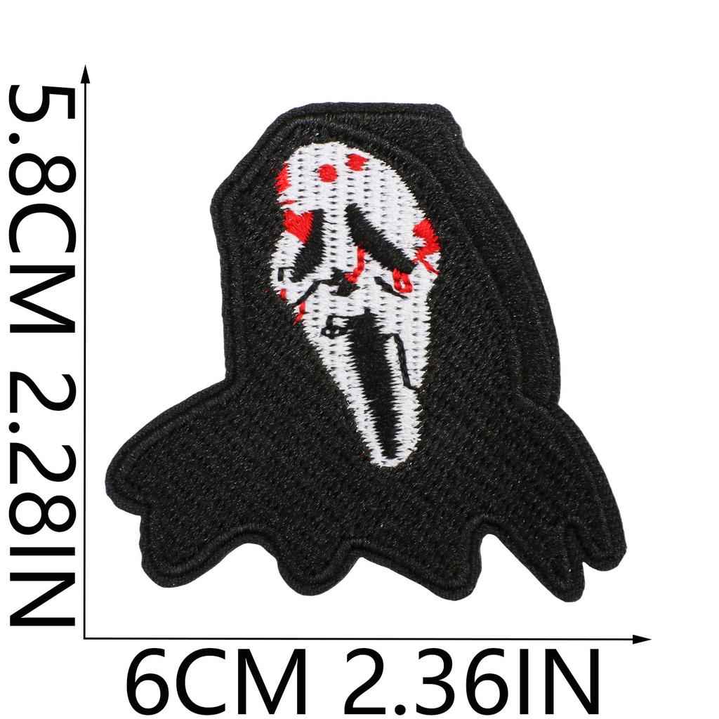 Weird Clown Embroidery Cloth Sticker Halloween Atmosphere Dress Up Horror Doll Patch Sticker Pupil-Free Mummy Embroidery Label