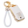 Gold-Rimmed Car Key Set with Diamond Ring Pendant Key Chain